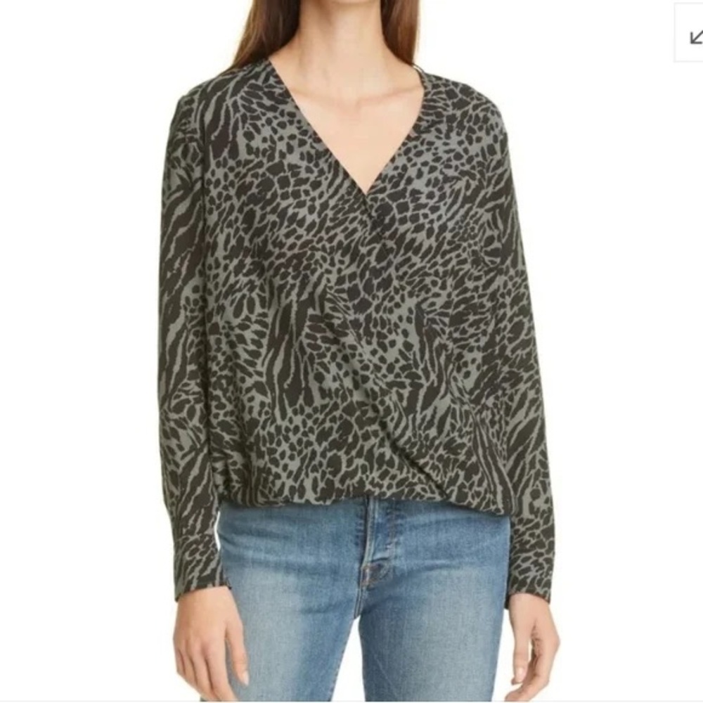 Rails Hillary Emerald Mixed Animal Print Top sz S